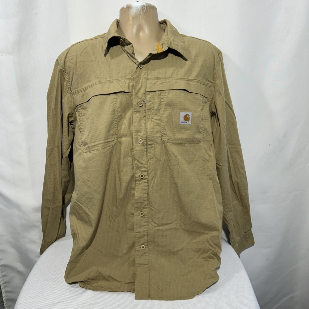 Carhartt Force Shirt Mens L Ridgefield  Vented Relaxed Fit Long Sleeve Roll Up